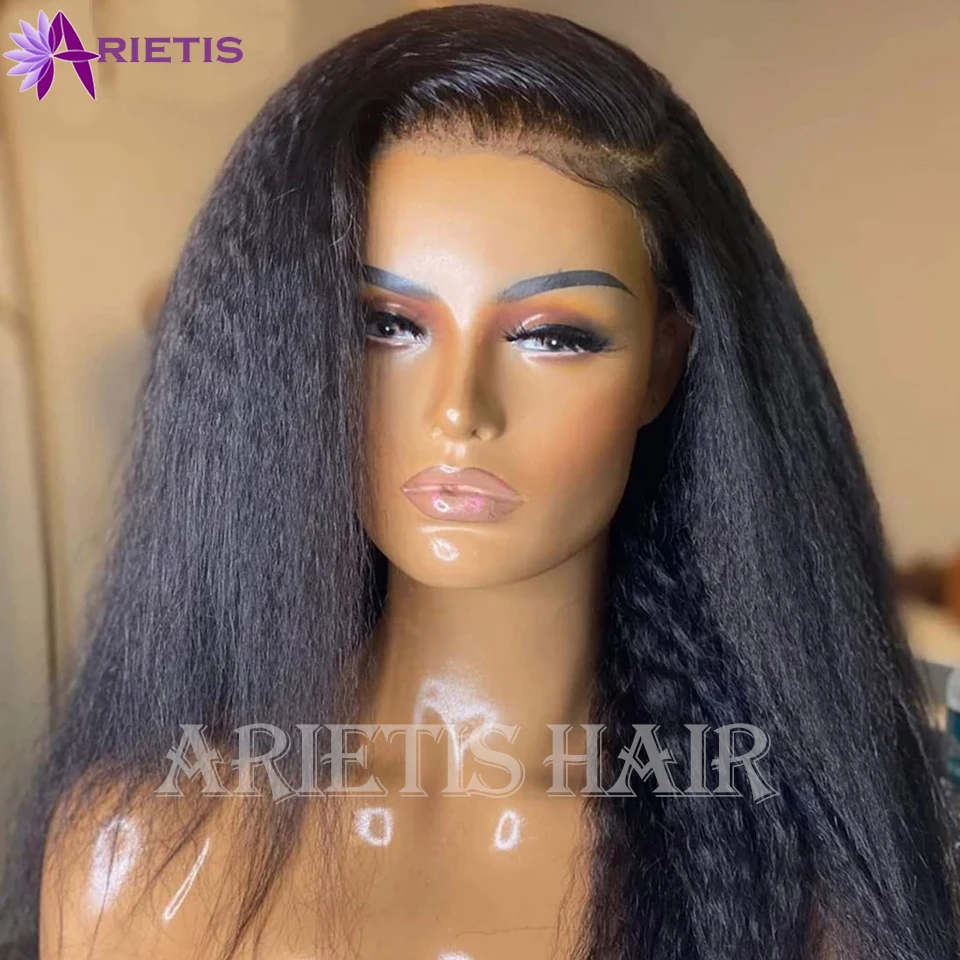 

30 32 34 Inch Kinky Straight Lace Front Human Hair Wigs Brazilain Remy Hair 150% 180% Density 5x5 HD Closure Wig For Black Women