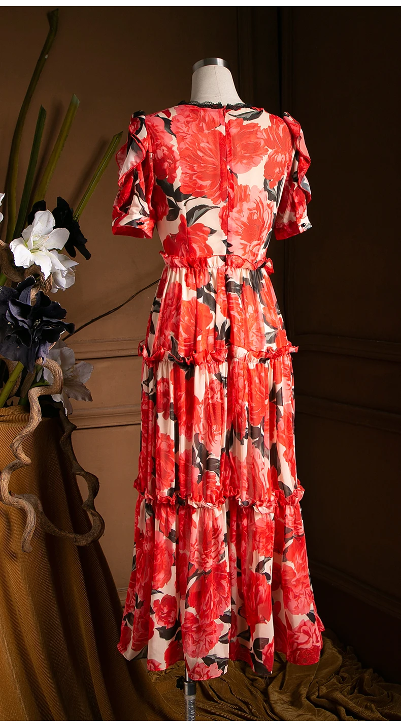 Женское Повседневное платье в горошек красное Сетчатое лоскутное Бохо до