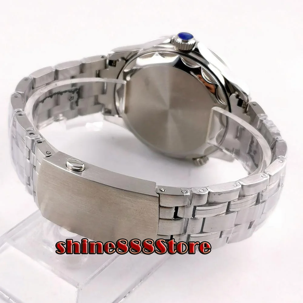 Мужские автоматические часы из нержавеющей стали с голубым стерильным