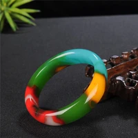 natural colorful jade hand carved wide band bracelet fashion boutique jewelry women red yellow green beauty bracelet