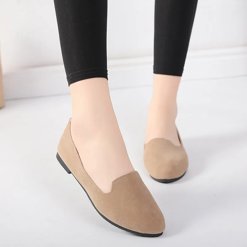 2021 New Ladies Shoes Fashion Large Size 41 42 43 Flat with Suede Women's Shoes Dress Soft Flat-heeled Shoes Big