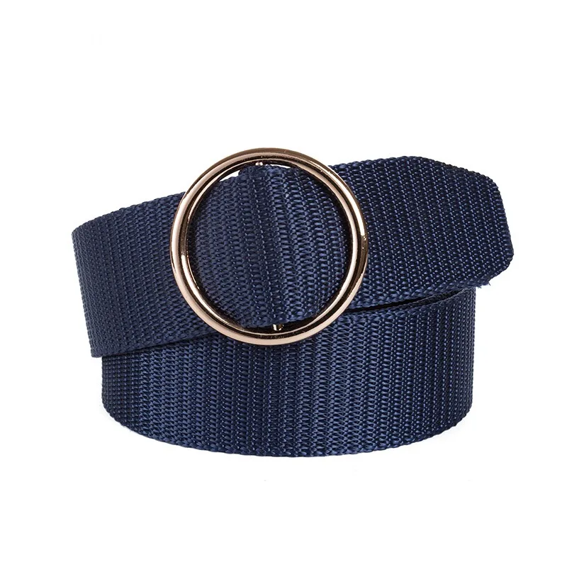 New style alloy round buckle nylon canvas belt ladies fashion decoration belt unisex simple versatile