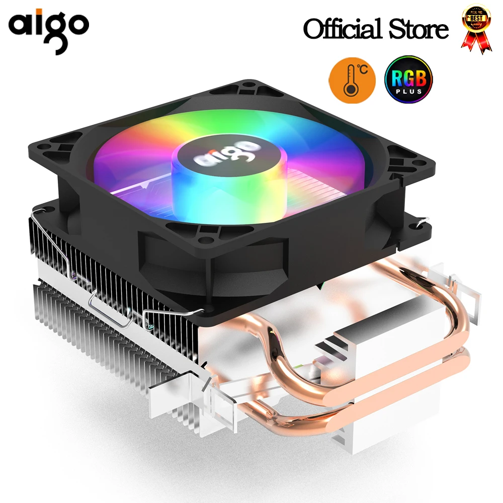 Кулер для процессора Aigo ice200, кулер для ПК с двойными тепловыми трубками, 3 контакта, ШИМ, бесшумный rgb-вентилятор для Intel 1150 1155 1156 AM2/AM3/AM4 AMD