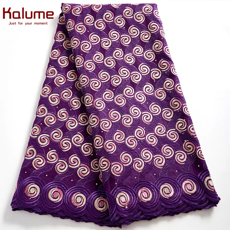 

Kalume African Cotton Fabric 5 Yards Flower Nigerian Swiss Lace Fabric With Stones High Quality For Diy Dress Sewing F2536