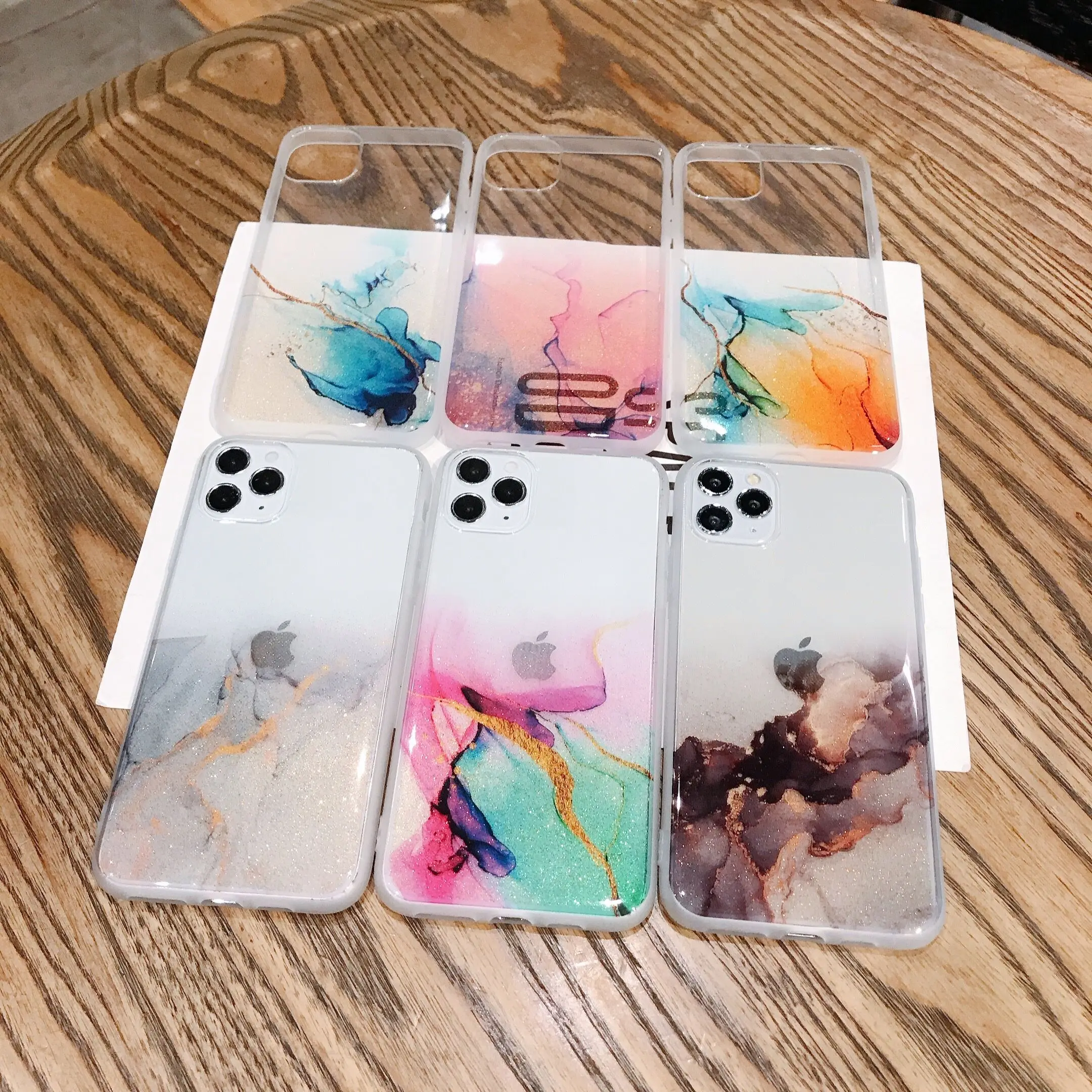 Чехол для iPhone 13 12 11 Pro Max Mini XS XR X 6 7 8 Plus SE 2020 IMD блестящий Мраморный мягкий прозрачный