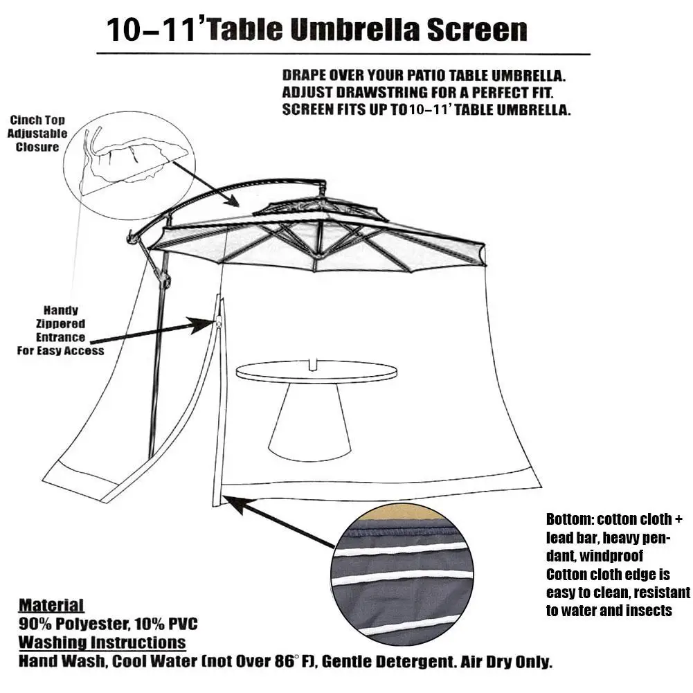 

Outdoor Mosquito Net Patio Umbrella Mosquito Netting Screen UV Resistant Gazebo Style Mosquito Netting For Outdoor Yard Camping