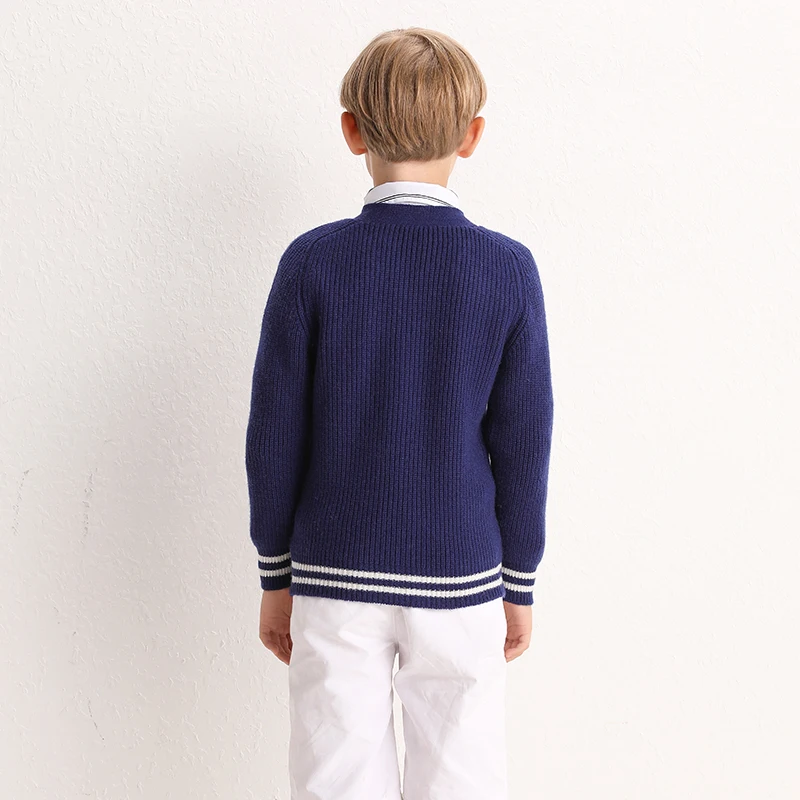 Кашемировый свитер для мальчиков и девочек новый с v-образным вырезом вышивкой на