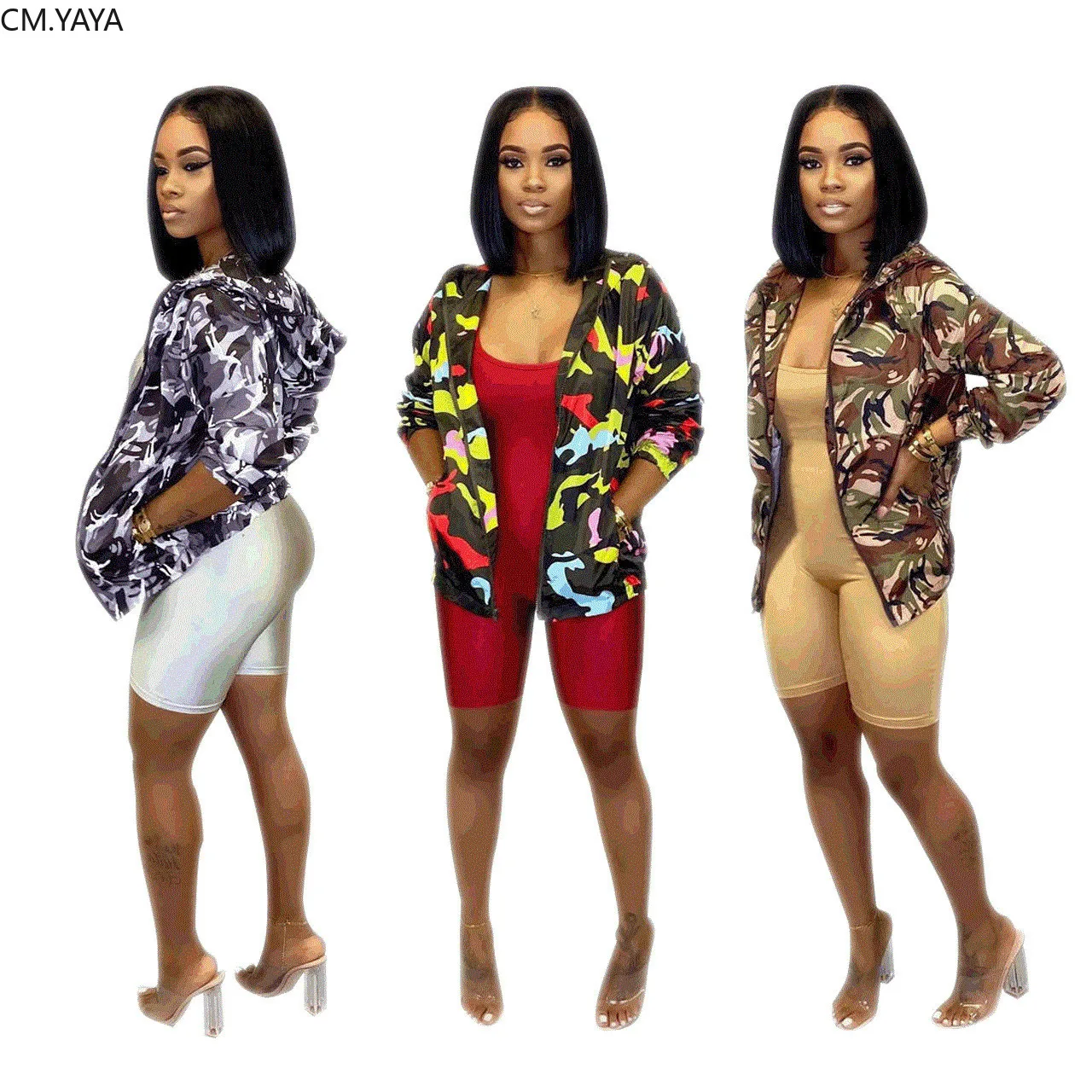 Новинка 2019 осенне зимняя женская куртка длинный рукав камуфляжный принт