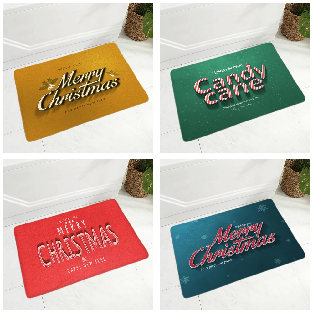

Happy New Year Doormat Soft Flannel Rug for Hallway kitchen Room Floor Door Mat Non-Slip Decor Merry Christmas Carpet 40x60