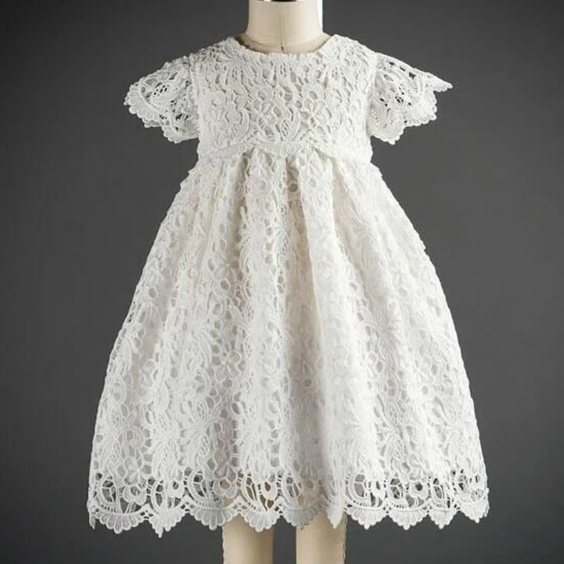 Baby Boutique Luxury White Lace Baptism Dress Kids Girls Dresses for Party and Wedding Infant Toddler 1st Birthday Costumes |