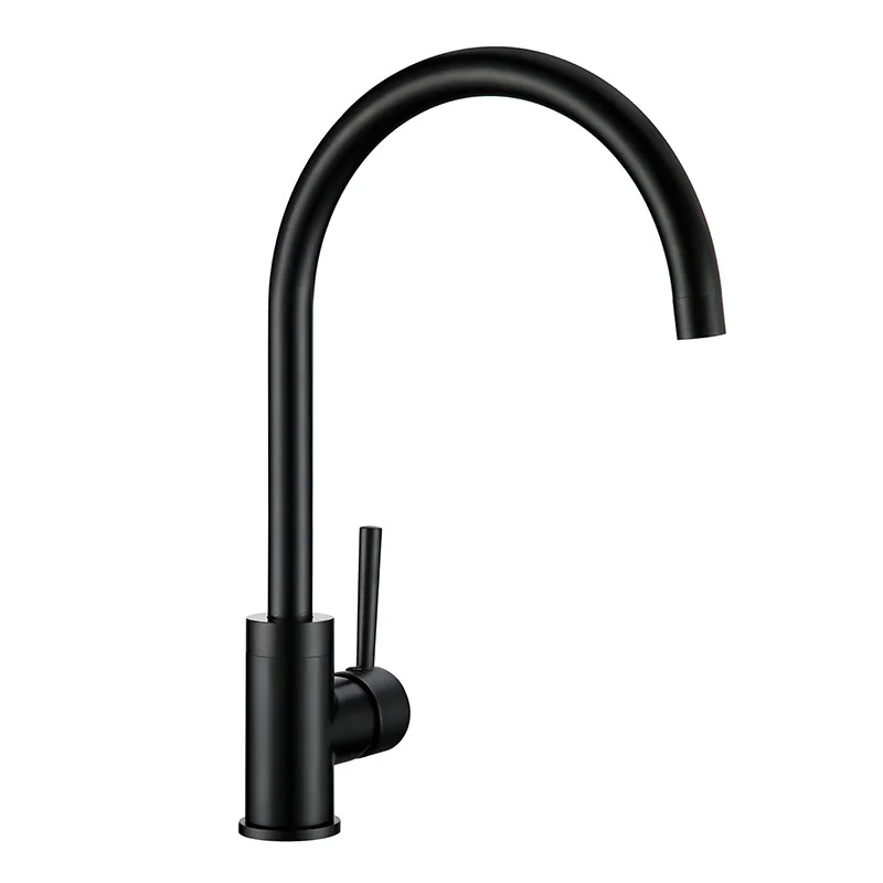 Высококачественный матовый черный кухонный смеситель в минималистском стиле