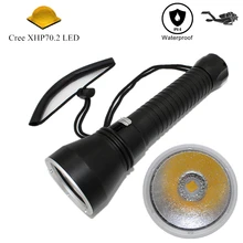 Dive Flashlight  XHP70.2 LED Flashlight Yellow Light Diving Torch Waterproof Spearfishing Lamp Underwater Hunting Lanterna
