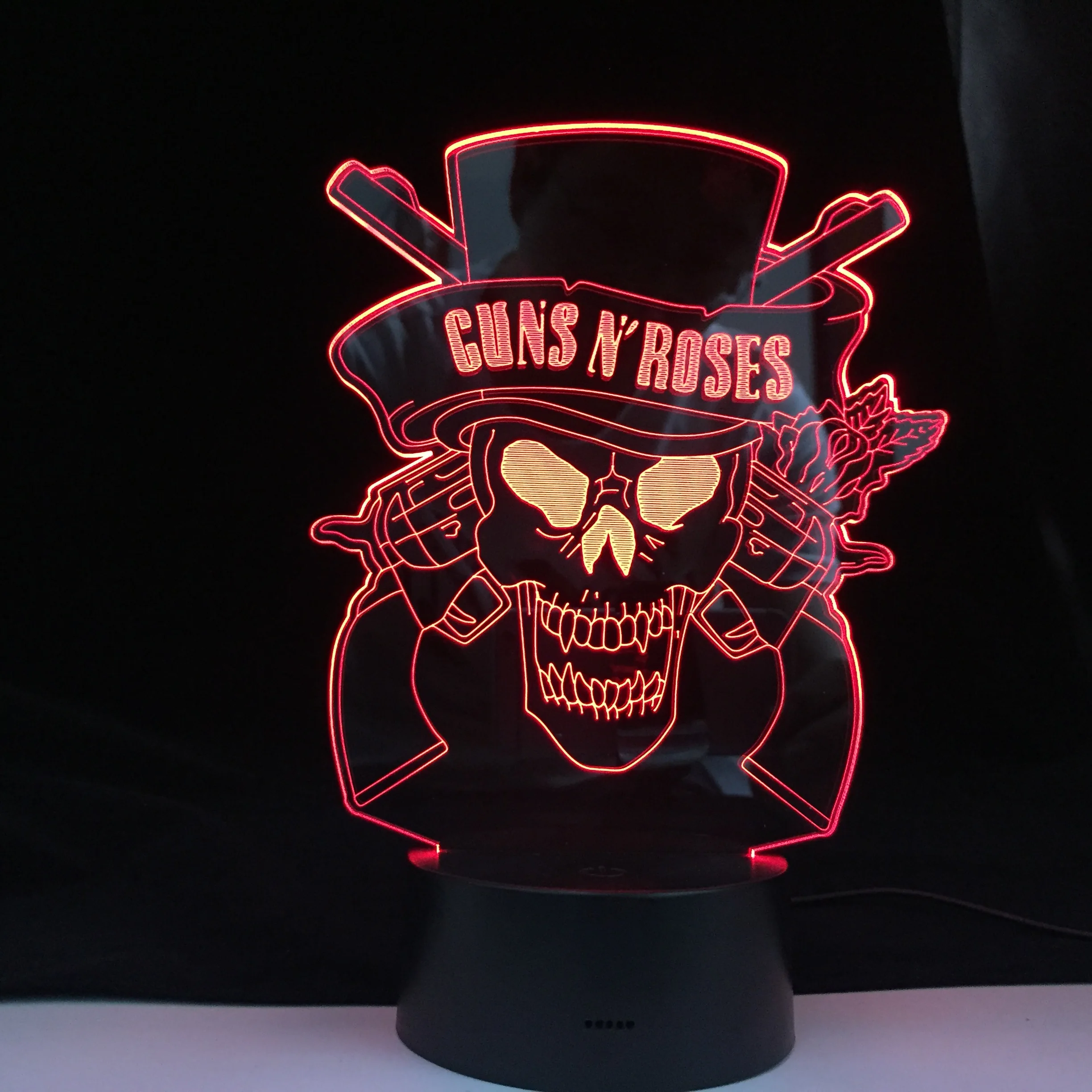 Пистолеты N' Roses 3D ночника Usb сенсорный Сенсор подходит для лампы подарок фанов