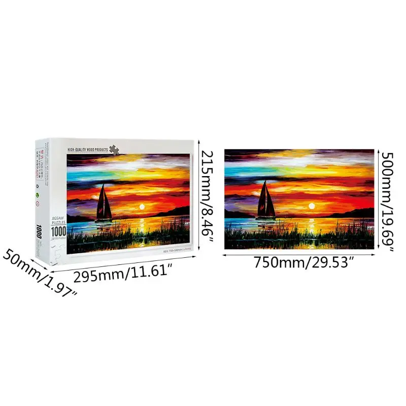 

1000 Pieces Sunrise sailboat Puzzles Wooden Jigsaw Puzzles Floor Puzzle Intellectual Game Learning Education Decompress