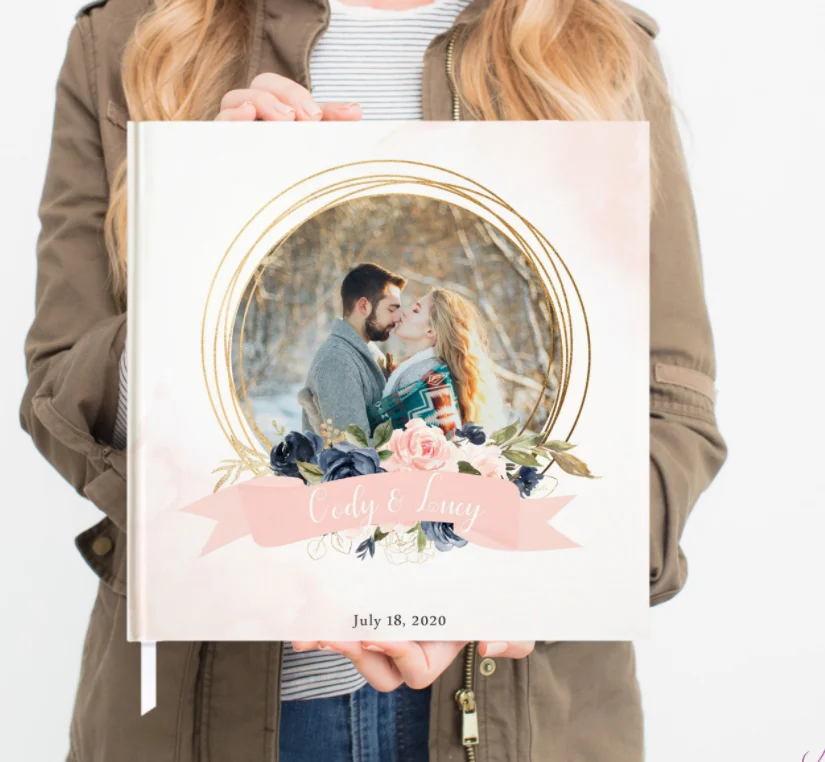 Индивидуальная уникальная розовая Свадебная книга с фотофольгой каллиграфия