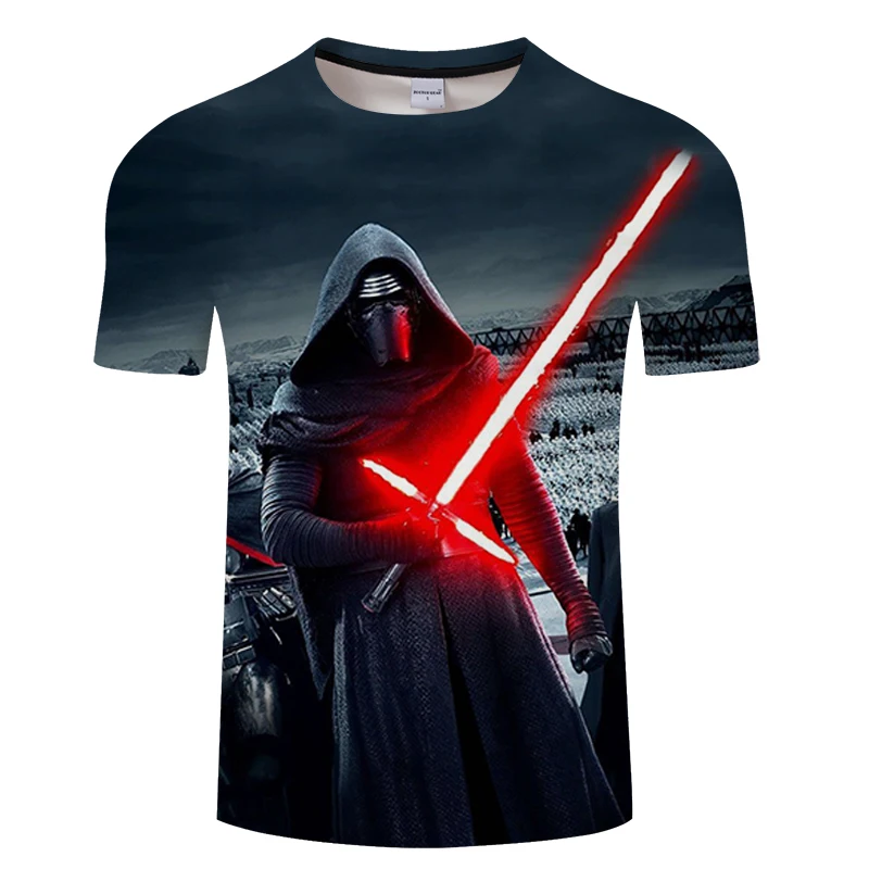 Мужская и женская футболка с принтом Star War летняя классная коротким рукавом топы