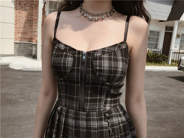 Ruibbit весна-осень в стиле преппи готическом сексуальное платье на бретельках