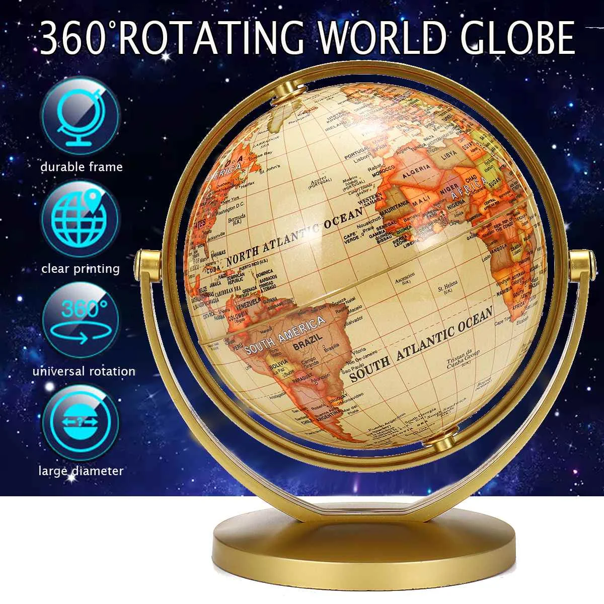 

Terrestrial Earth Globe World Map With Stand Geography Education Toy Home Decoration Office Ornament Kids Gift