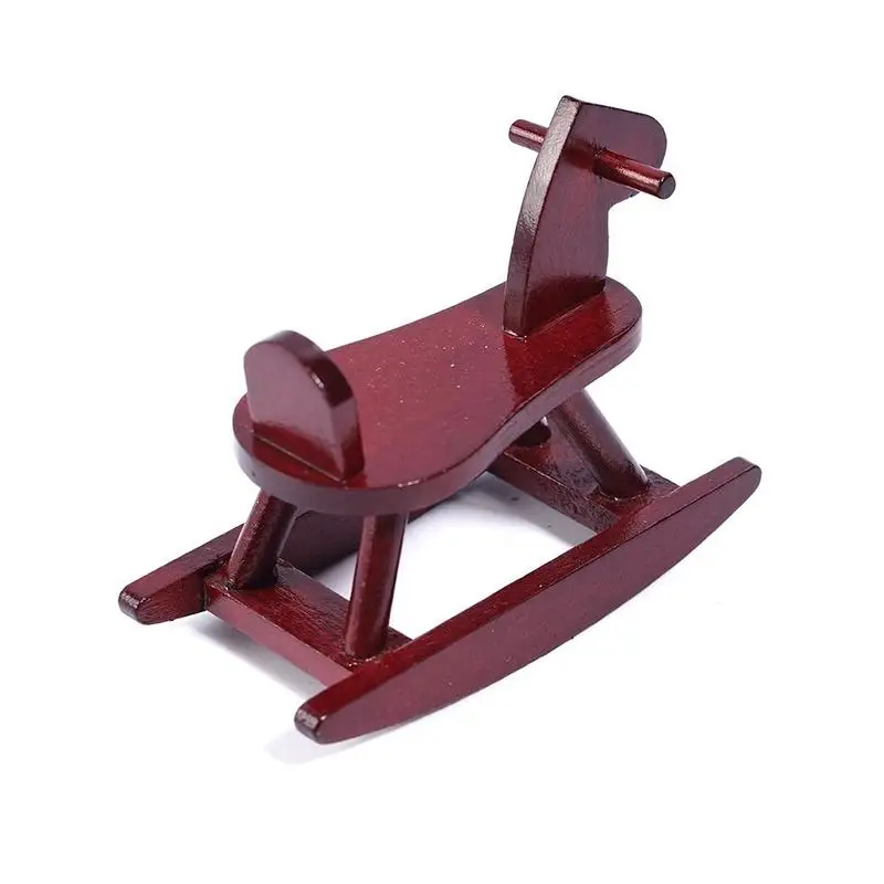 Миниатюрная деревянная модель лошади качалки игрушка 1:12 DIY кукольный домик