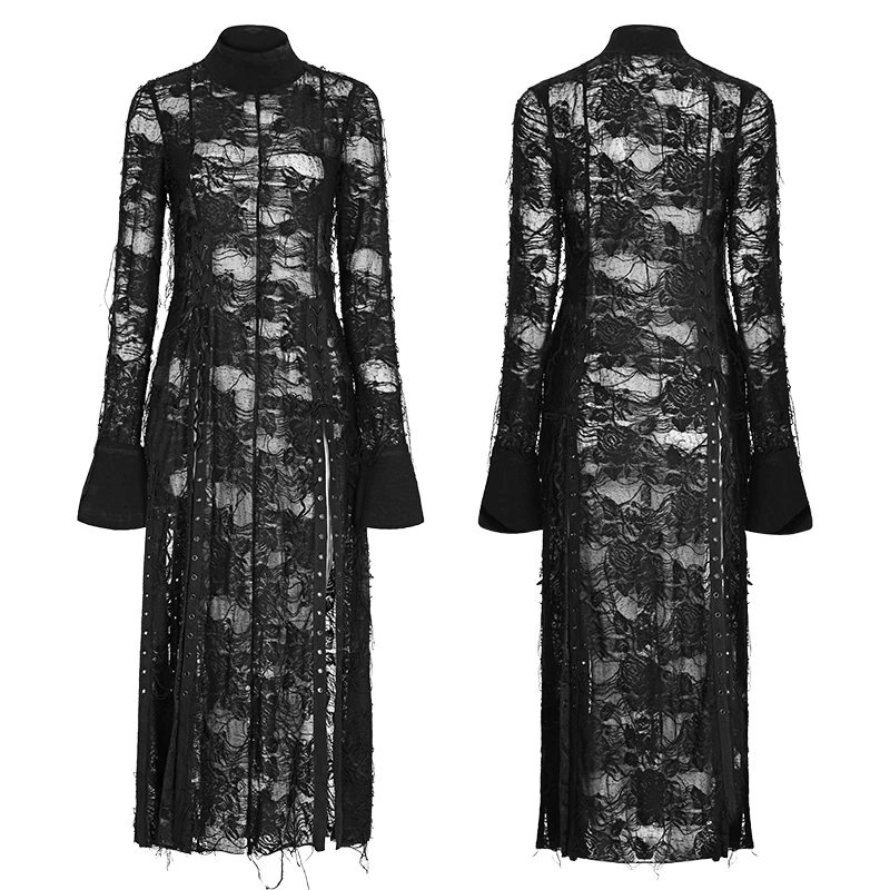 Женское кружевное платье в стиле панк готическое ретро стимпанк с длинным