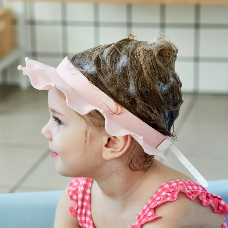 

Safe Bathing Shower Wash Hair Cap Baby Children Kidssun Flower Shampoo Bath Adjustable Protect Ears Eyes Elastic Shampoo Hat