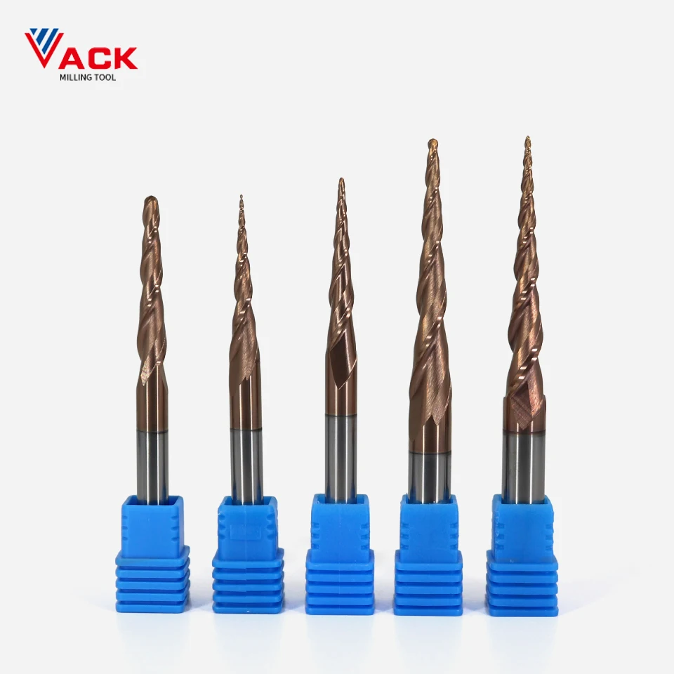 

VACK R0.25-2 Carbide Ball Nose Tapered End Mills Engraving Router Bits Taper Wood Metal Milling Cutters Endmill Cnc Carving Bit