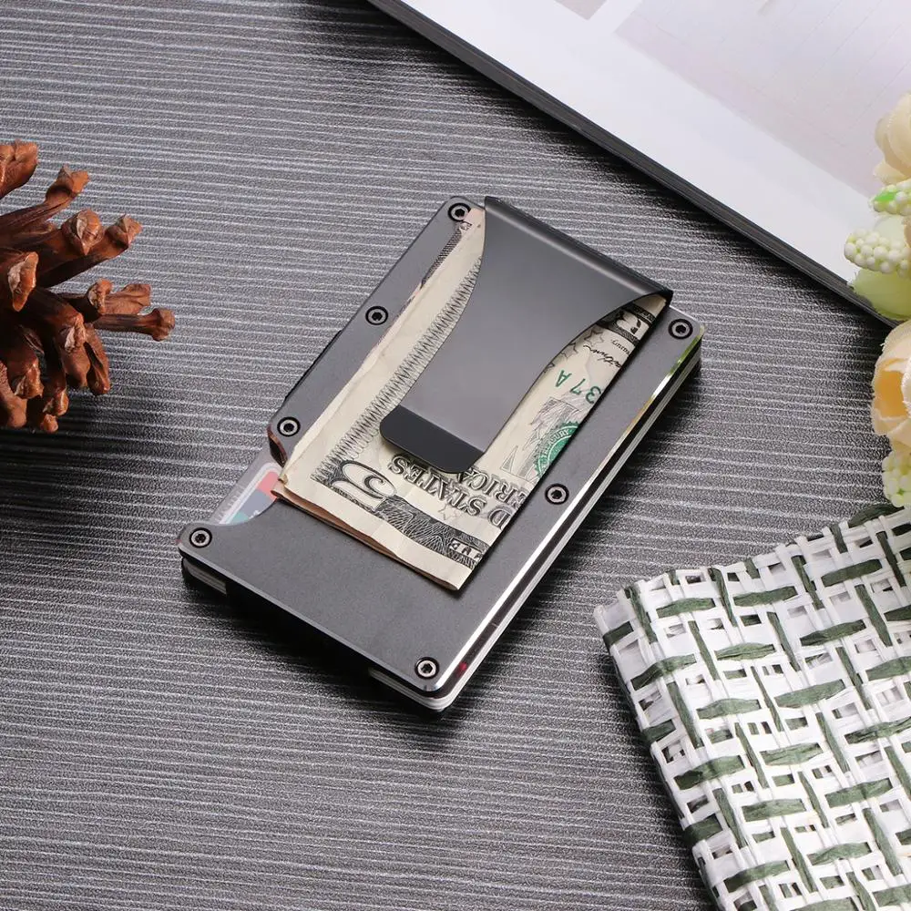 Кошелек металлический мини кошелек с клипсой для денег карбоновый стальной