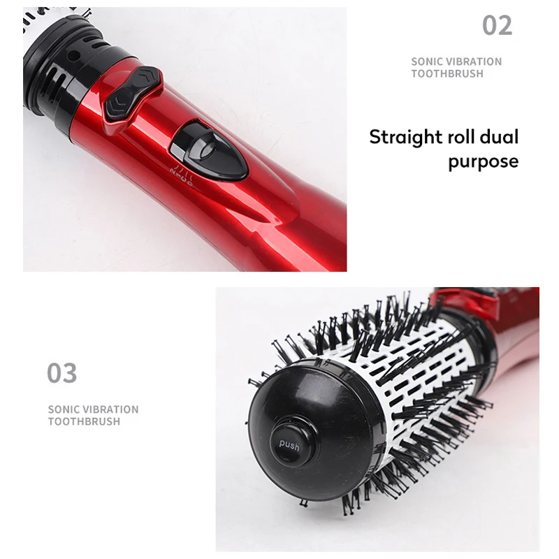 

2-in-1 Electric Rotating Hair Curlyer Comb with 2 Head 50mm Combines Hair Dryer&Iron Brush 3 Level for Wet & Dry Hair SK