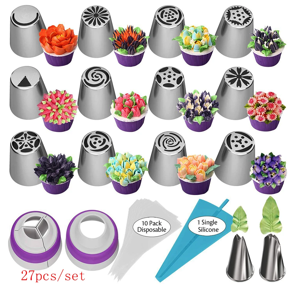 27 Pcs 1 Set Transhome Многофункциональный Набор насадок для украшения торта 106 шт./компл. Кондитерские насадки для крема/мешок торт проигрыватель стенд для выпечки инструменты для украшения тортов - Цвет: 27 Pcs 1 Set