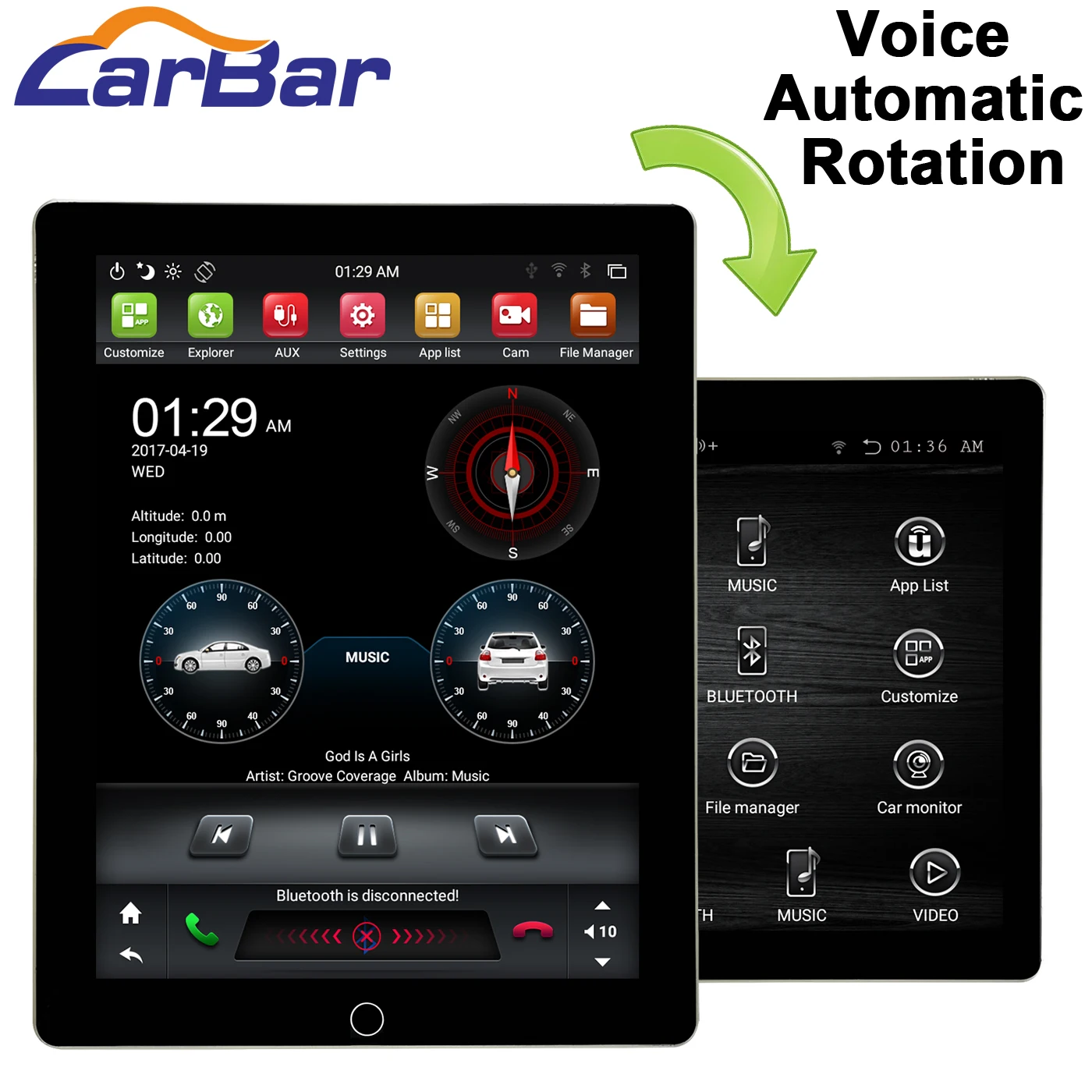 Carbar 9 7 &quotTesla Style Автоматическое вращение IPS экран 2 Din Универсальный Android