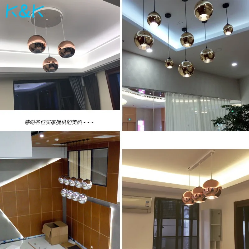 

Modern Copper Sliver Hanging Pendant Lights E27 Bulb LED Pendant Lamp Glass Ball Lighting Kitchen Dinning Room Lights Fixture