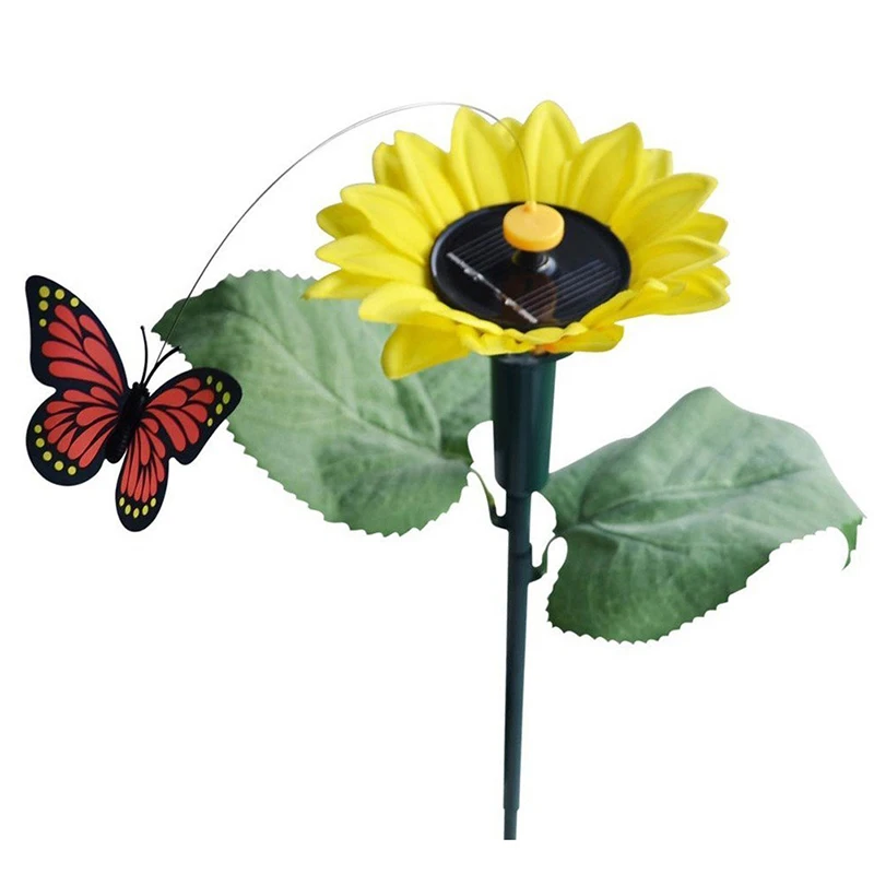 

Dancing Solar / Battery Sunflower with butterfly on garden tufts Garden Lawn Flowerpot Flowerbed Decoration Ornament Color Rando