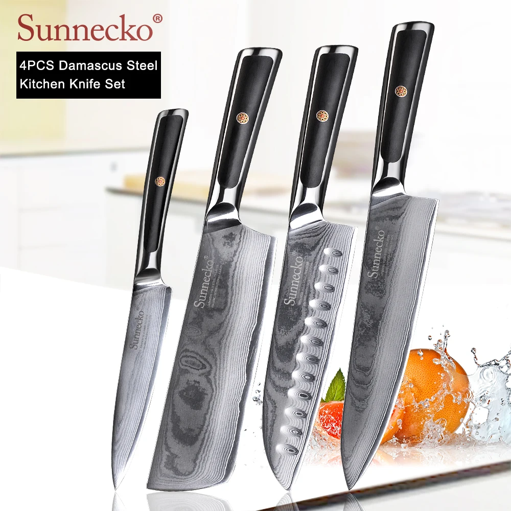 Набор кухонных ножей SUNNECKO из 4 предметов универсальный шеф нож сантоку лезвие