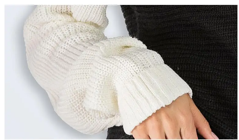 Женский трикотажный свитер-водолазка в стиле пэчворк 2 цвета | Женская одежда