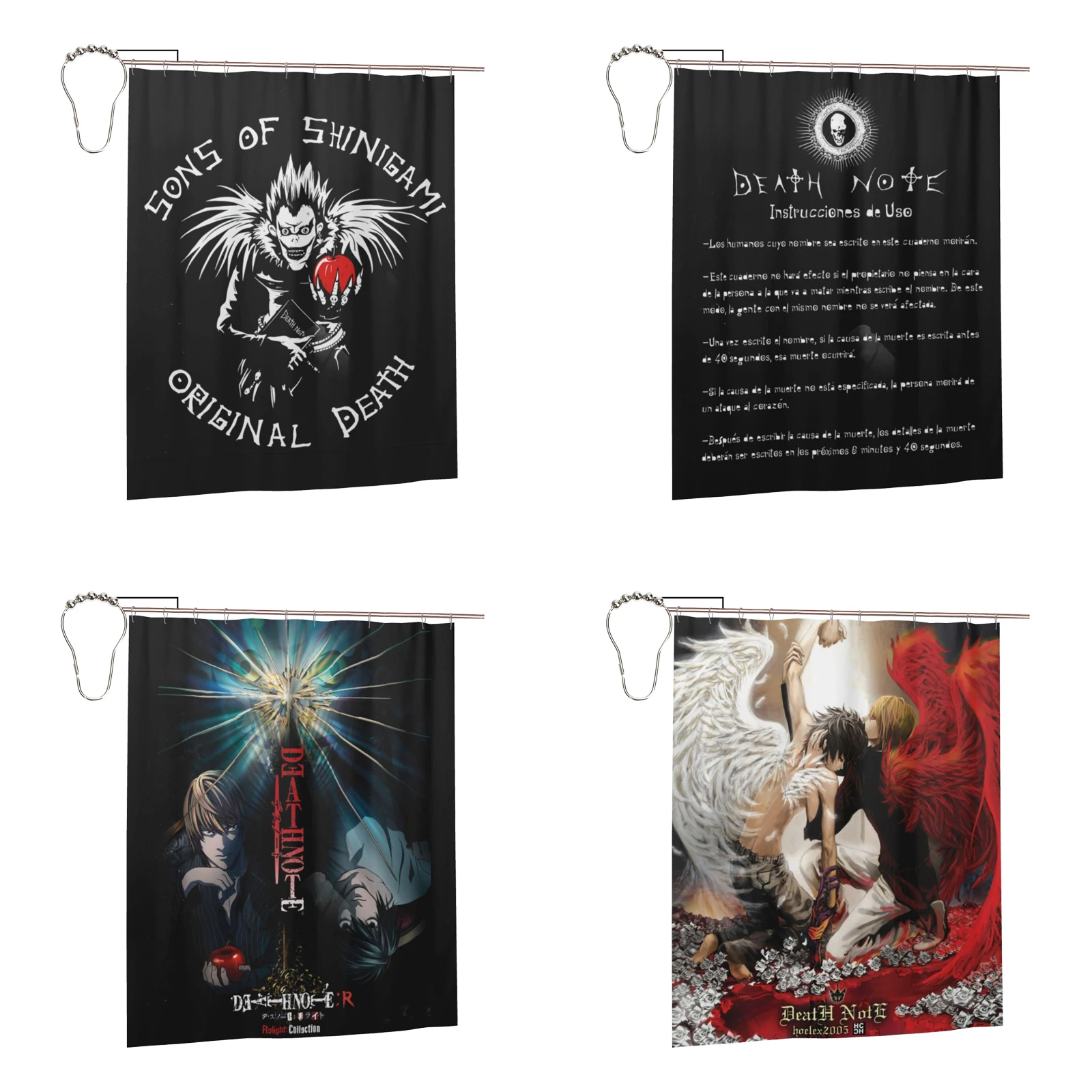 

Anime Death Note Shower Curtain for Bathroom Bathtub Fabric Curtains Decoration Waterproof Durable with Hooks