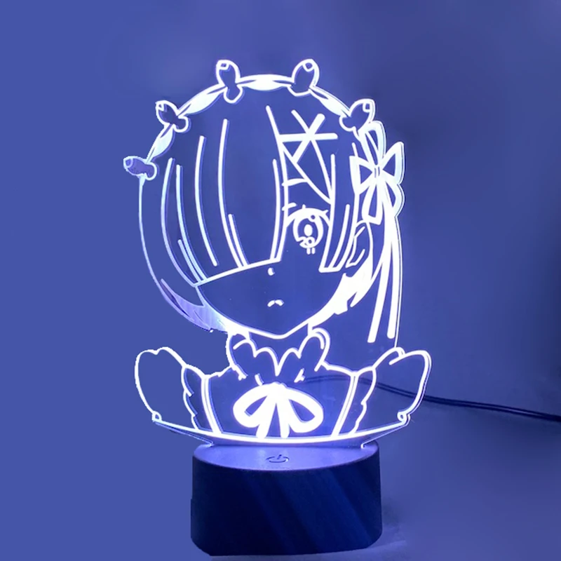 Аниме Rem Re ноль фигурка Ночной светильник Led сенсорный сенсор изменение цвета