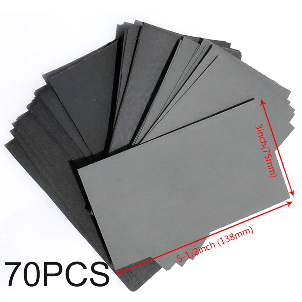 

70pcs Sandpaper Wet / Dry 3"*5-1/2" COMBO 600/800/1000/1200/1500/2000/2500 Grit Durable And Practical To Use