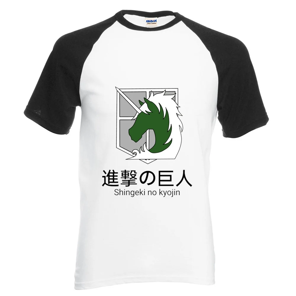 

Футболка мужская оверсайз с коротким рукавом и круглым вырезом, топ с аниме «атака на Титанов» в стиле Харадзюку, с реглан