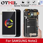 ЖК-дисплей AMOLED для Samsung Galaxy Note2 Note 2 N7100, сменный сенсорный экран с рамкой и дигитайзером в сборе, стекло