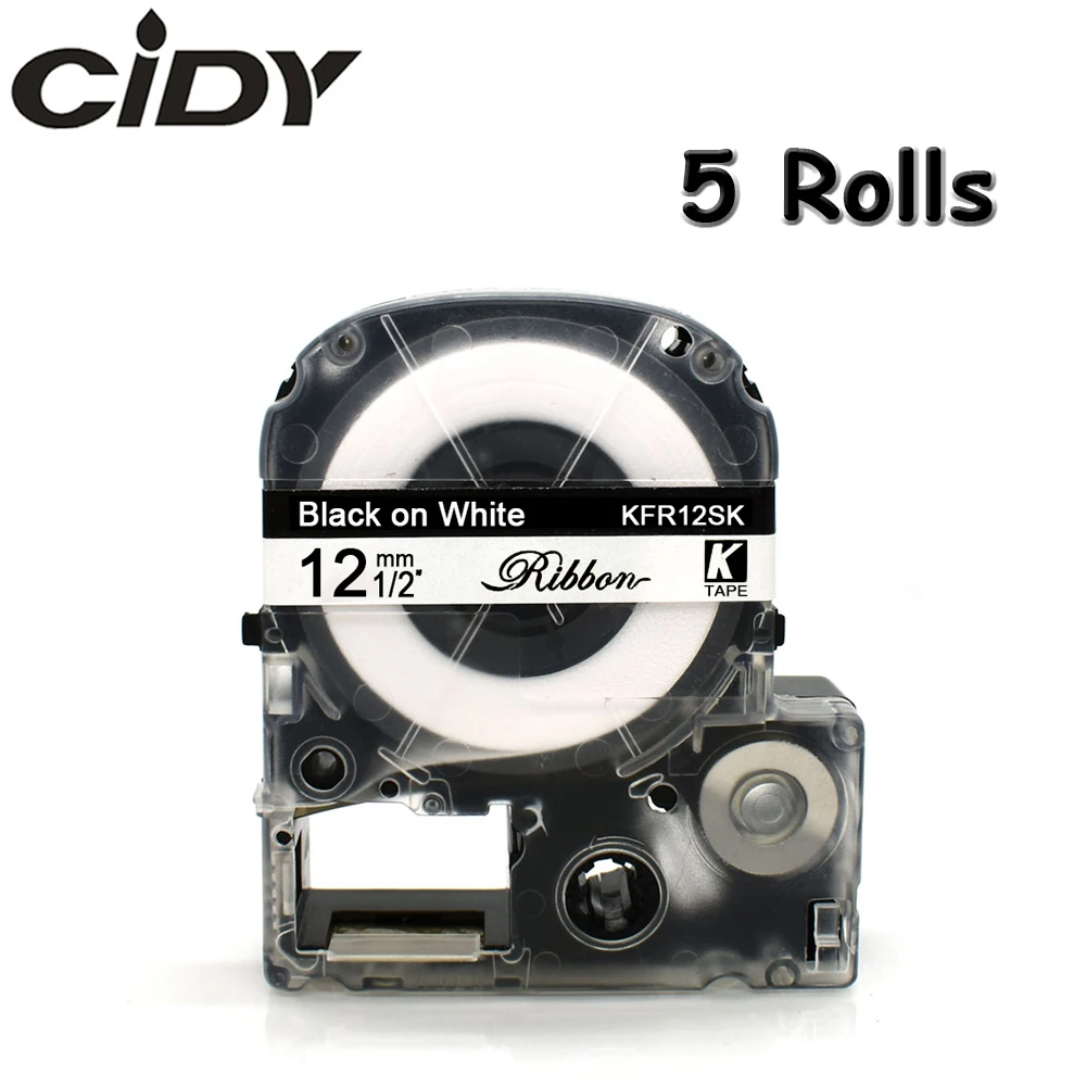 Атласная лента CIDY 5 шт. 12 мм * м черно белая для этикеток SFR12SK рождественской
