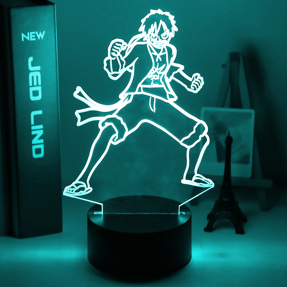 One Piece Monkey D Luffy фигурка 3d иллюзия Ночной светильник светодиодный сенсорный ночник