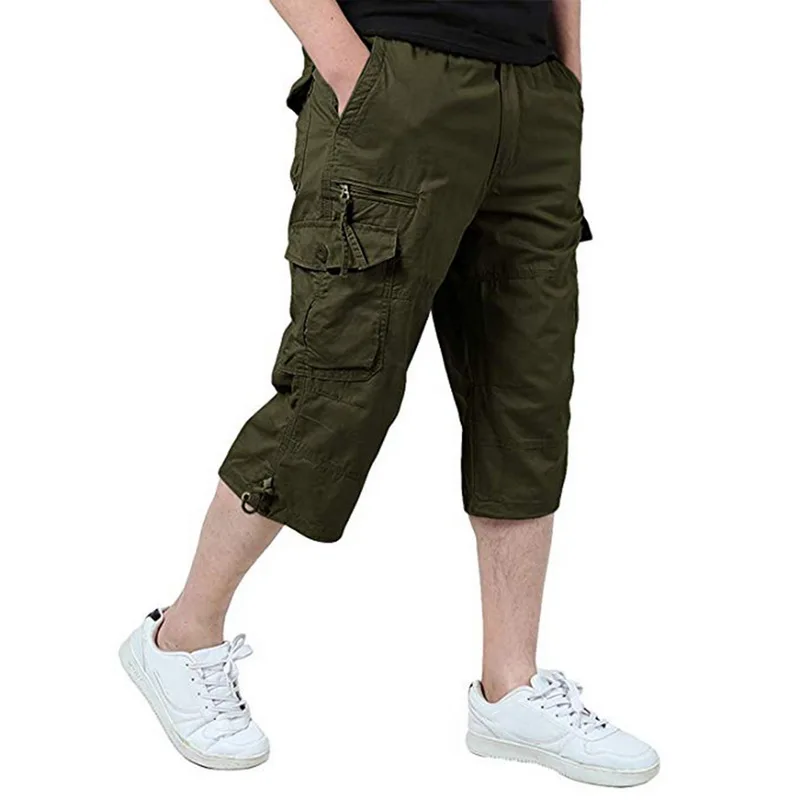 Классические мужские брюки карго 3/4 повседневные спортивные военные длиной до