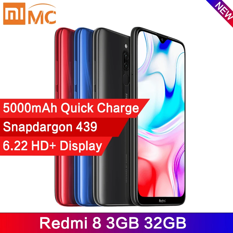 Мобильный телефон Xiaomi Redmi 8 с глобальной версией 3 ГБ 32 5000 мАч камера 12 Мп