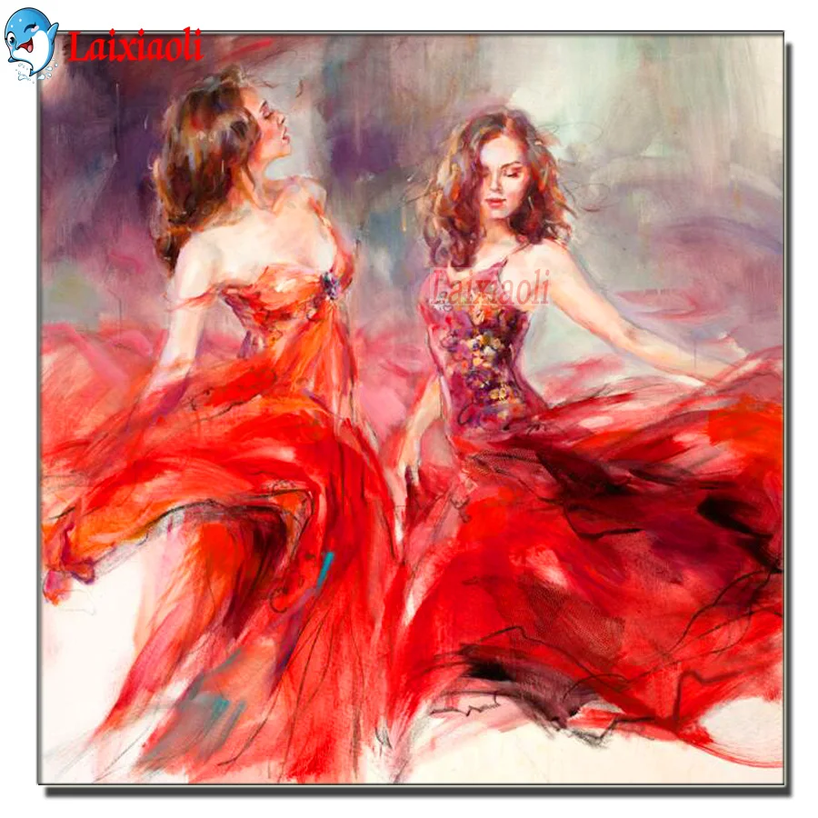 5D сделай сам алмазная живопись мозаика танцующая девушка красное женское платье