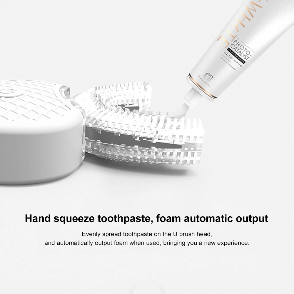 360 Degrees Intelligent Automatic Sonic Electric Toothbrush U Type 4 Modes Tooth Brush USB Charging Whitening Blue Light | Красота и