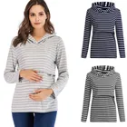 Блузка для беременных женщин с длинным рукавом и капюшоном для кормящих матерей толстовки для грудного вскармливания Повседневная Весенняя Осенняя блузка рубашка