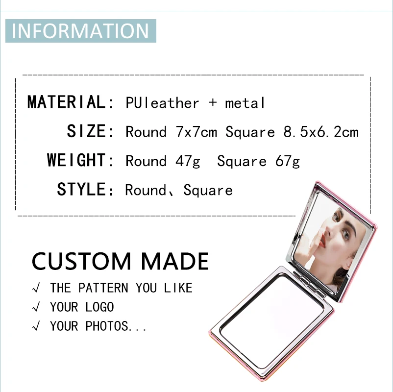 Зеркало для макияжа с авокадо двухстороннее складное увеличительное