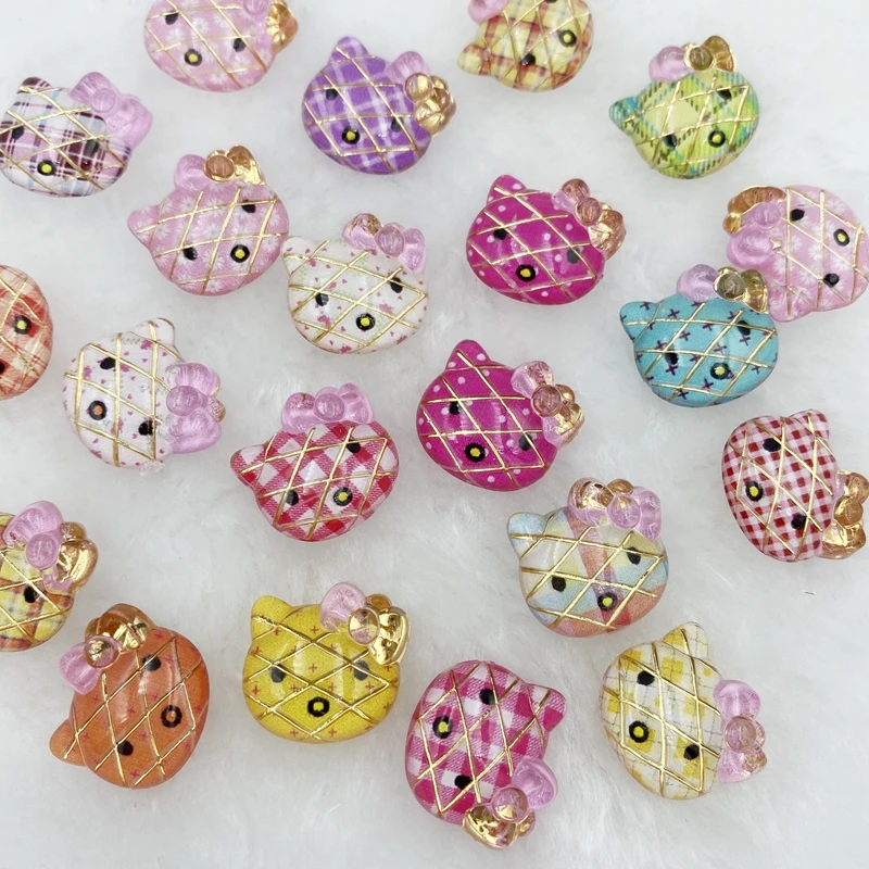 

50Pcs Resin Lovely mixed Shining Cat's head Flatback Cabochon Scrapbook Kawaii DIY Embellishments Accessories D52