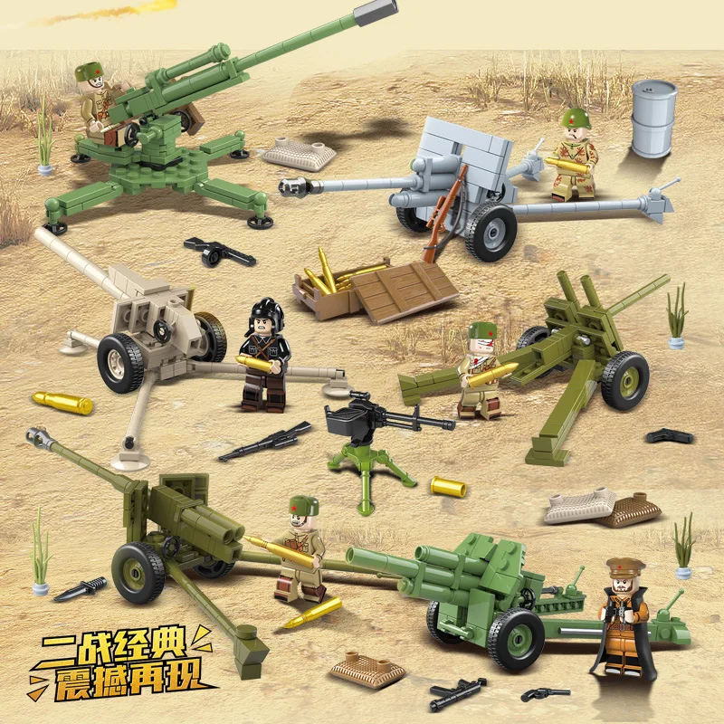 Советская артиллерия генералы пистолет военные строительные блоки QuangGuan 100078 WW2