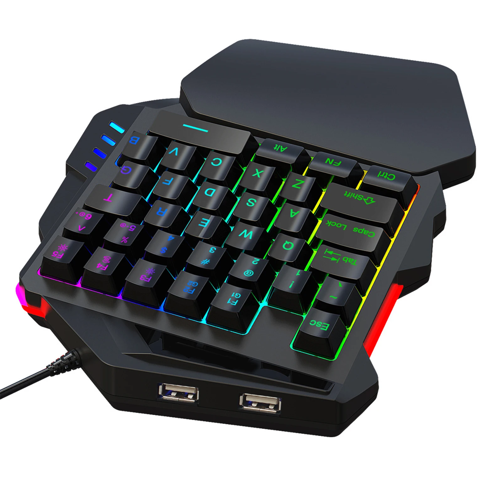 

One-Handed Gaming Keyboard RGB LED Backlit 35 Keys With Wrist Rest For Game PC Computer Mac Laptop (Black)